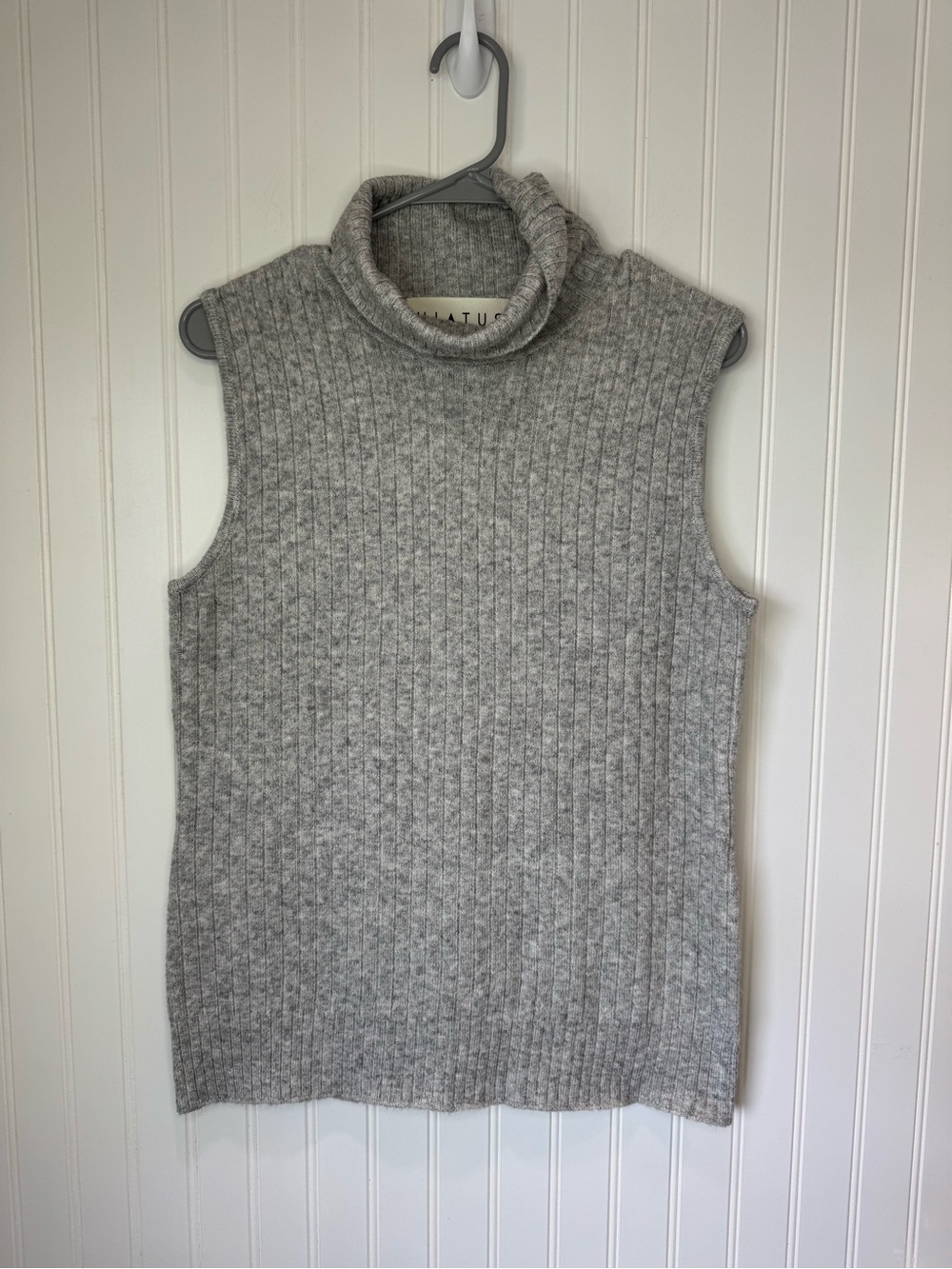 Hiatus Womens Grey Sleeveless Turtleneck Sweater Wool Blend Cotton Soft XL